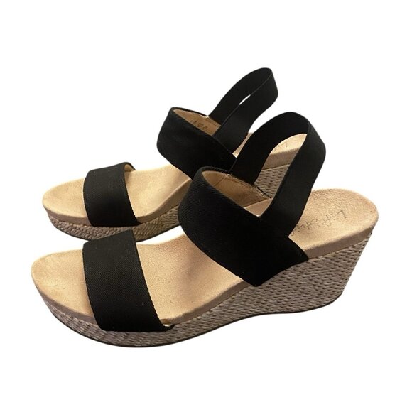 Life Stride Velocity Tango Sandals Espadrilles Wedges Black Size 9M - Picture 1 of 10